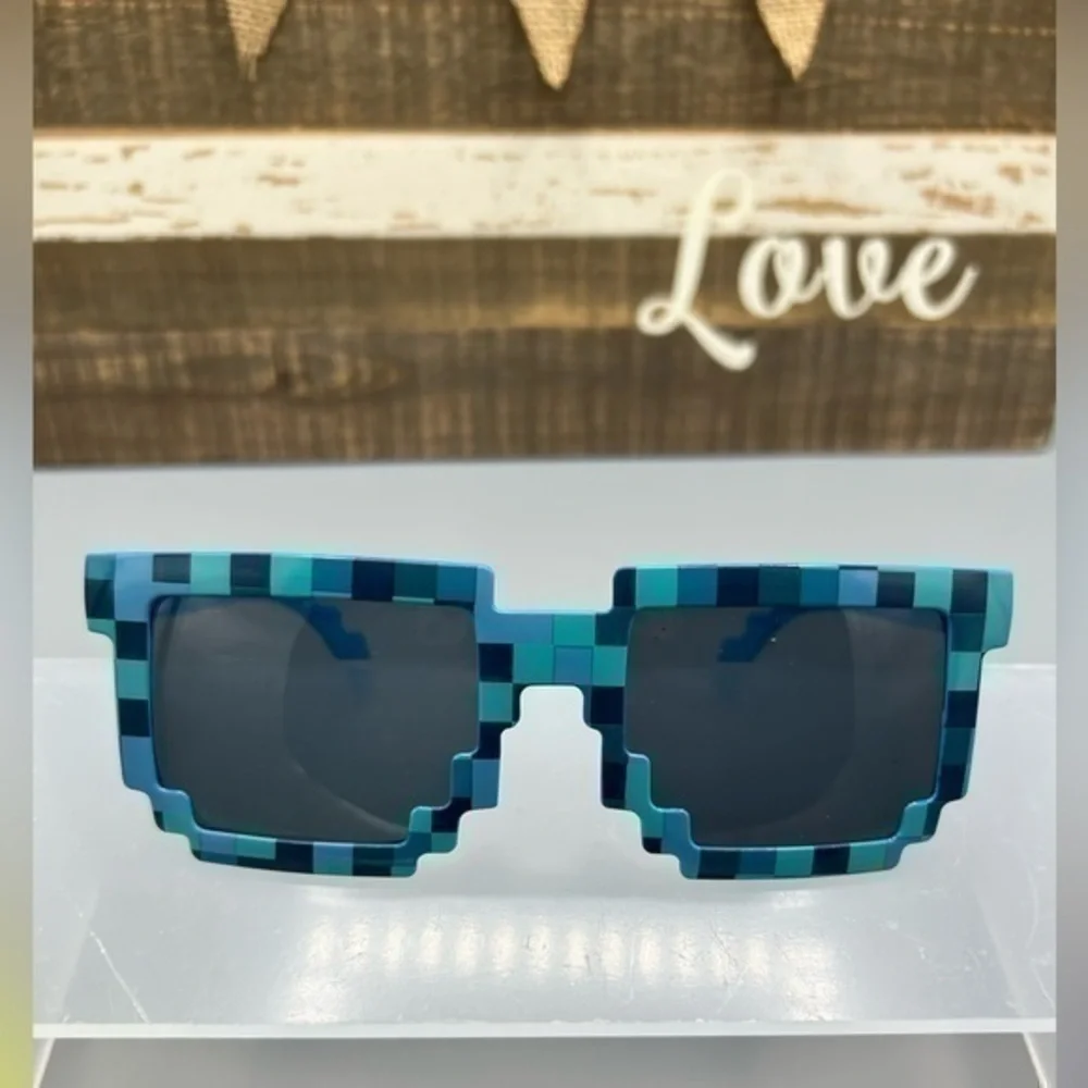 💋Minecraft block creeper sunglasses 🕶 sunshades blue